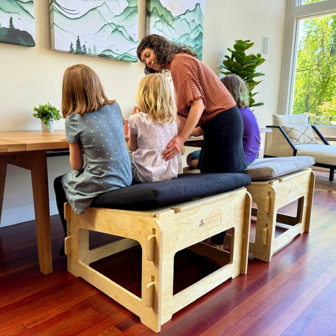Teacher with students on active sitting chairs